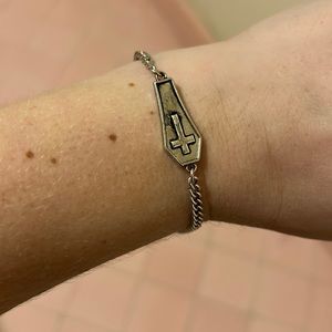 Silver coffin cross bracelet